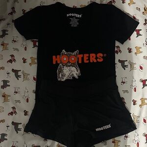 Hooters Black Tee and Shorts with Orange Logo